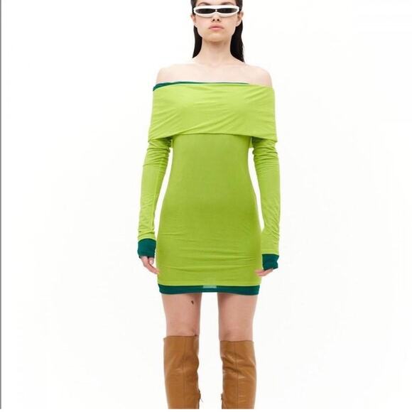 Simon Miller Cosmo Green Mesh Mini Dress - Picture 1 of 6